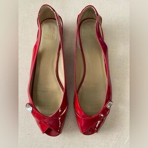 STUART WEITZMAN -Patent Cherry Red Peep Toe, Size 11